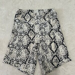 Balance Athletica/Vitality white Snakeskin Print High Waisted Biker Shorts